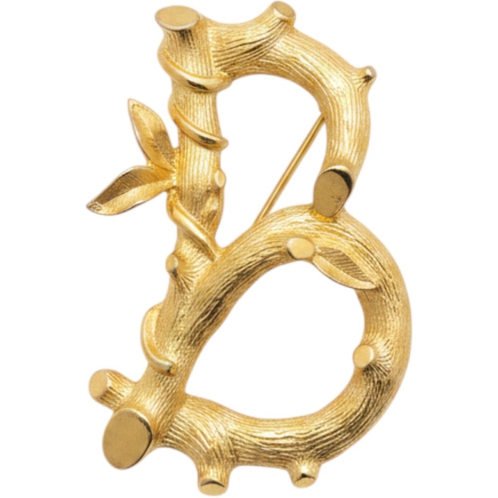Vintage Sarah Coventry Gold Tone Letter B Initial Bamboo Brooch‎ Pin